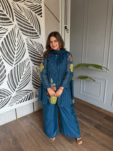 Beautiful chanderi cotton embroidered suit with full lining (Neelam)